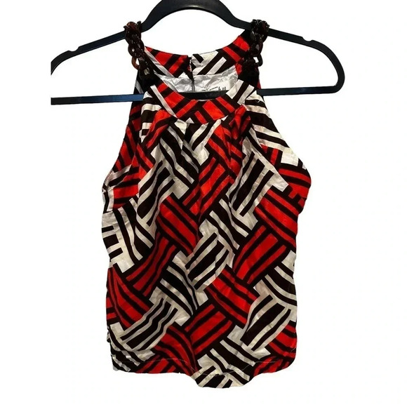 Milly of‎ New York Women's Red Sleeveless Halter Neck Back Zip Tank top Size 4 - Picture 1 of 4